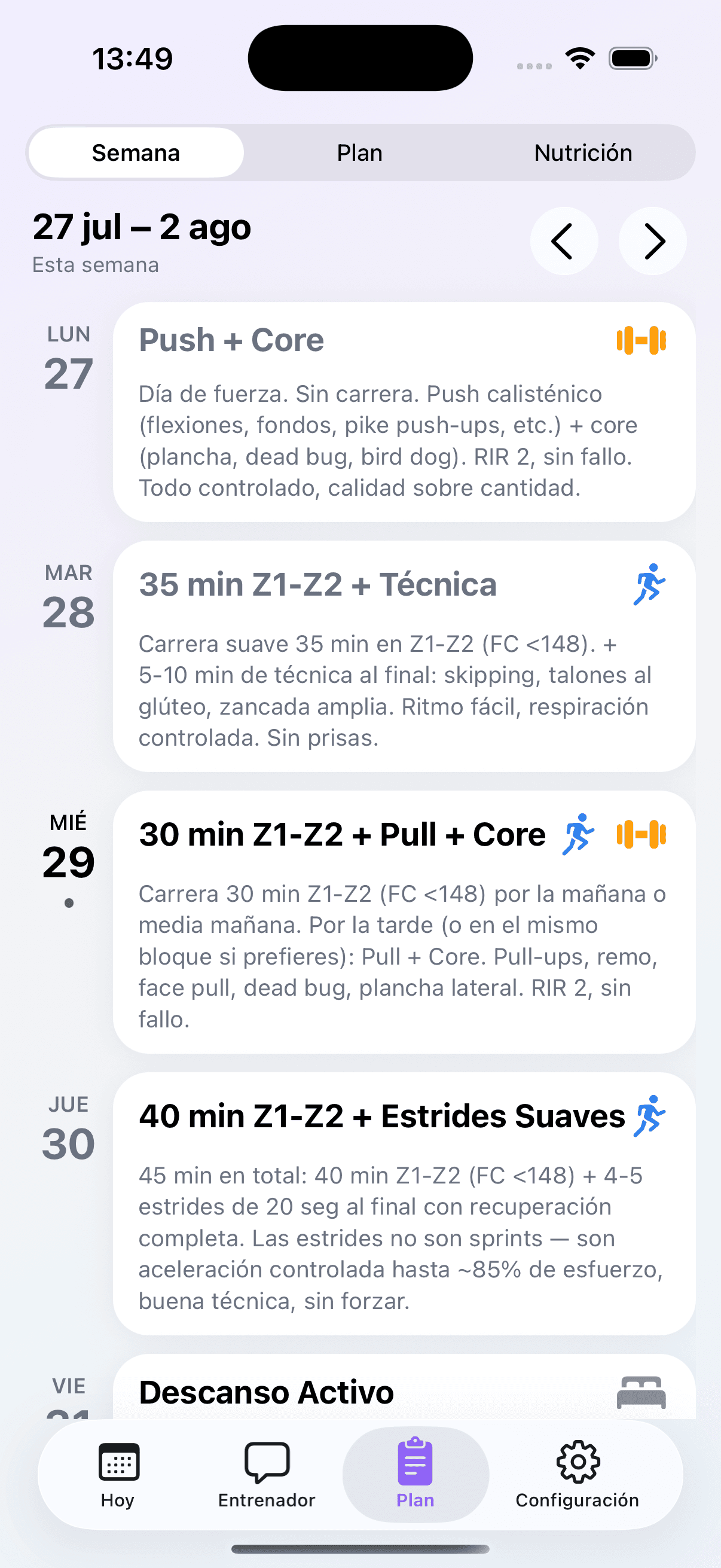 Your training week